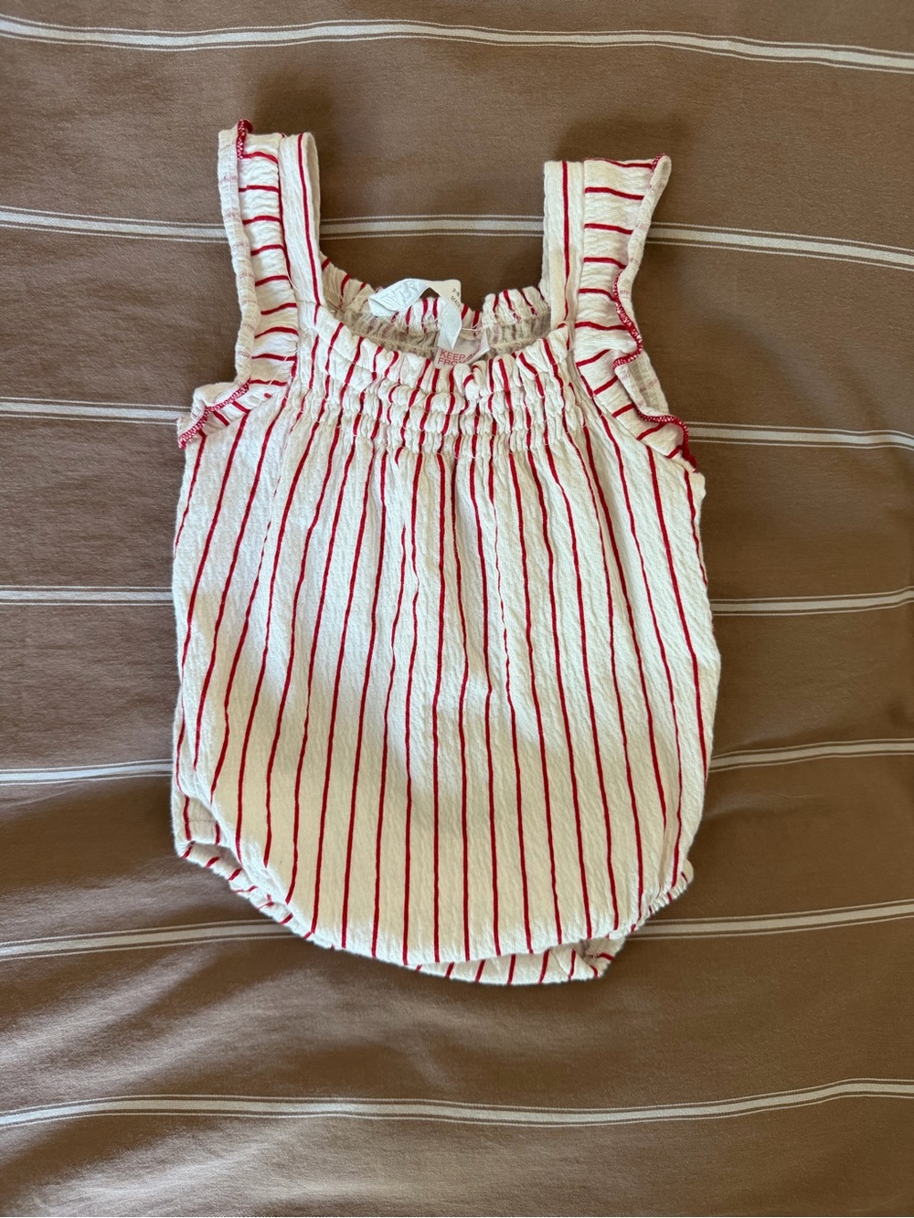 Zara White & Red Striped Baby Romper